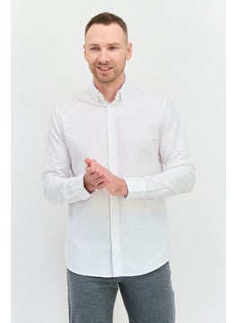 Men Regular Fit Solid Long Sleeves Casual Shirt, White