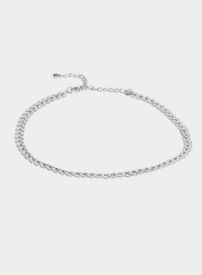OOMPHelicious Jewellery Silver Tone Delicate Fashion Choker Necklace For Women & Girls - Image 2
