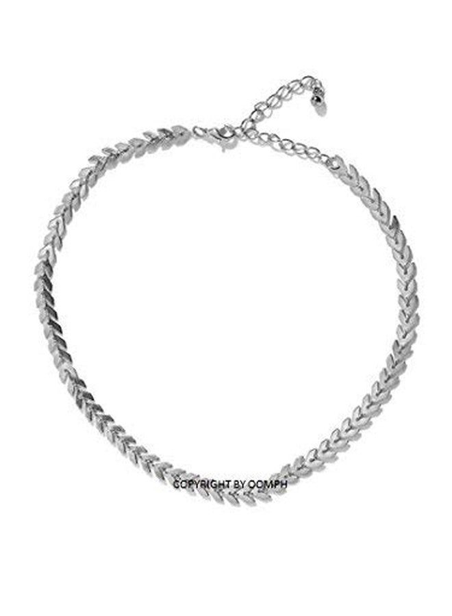 OOMPHelicious Jewellery Silver Tone Delicate Fashion Choker Necklace For Women & Girls - Image 1