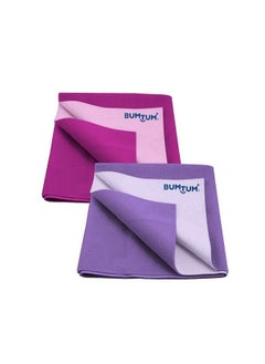 Bumtum Baby Dry Sheet Waterproof Soft Fleece Baby Bed Protector ; Anti Bacterial & Odour Free ; Extra Absorbant Reuseable & Washable (Grape + Lilac Combo Large Size 100 * 140Cm Pack Of 2)  - Image 1