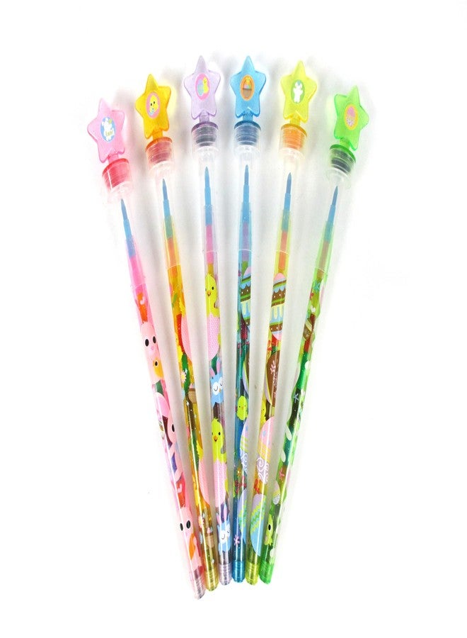 TINYMILLS 24 Pcs Easter 2 in 1 Stackable Stacking Crayon with Extra Stamper Topper, Easter Basket Filler Stuffer Easter Favors - Image 3