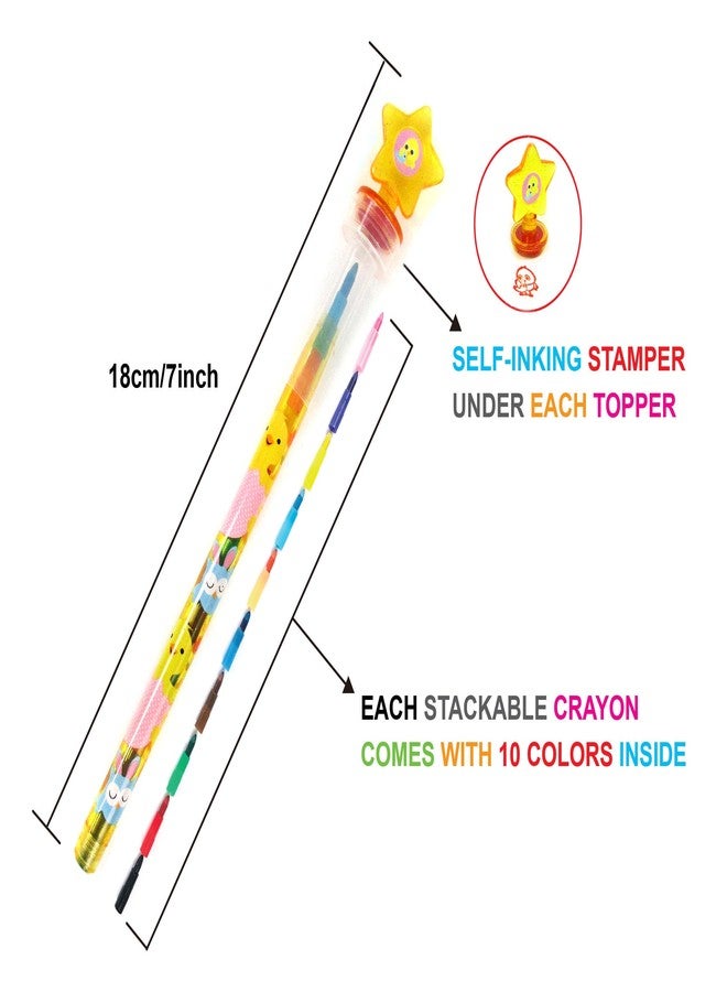 TINYMILLS 24 Pcs Easter 2 in 1 Stackable Stacking Crayon with Extra Stamper Topper, Easter Basket Filler Stuffer Easter Favors - Image 5