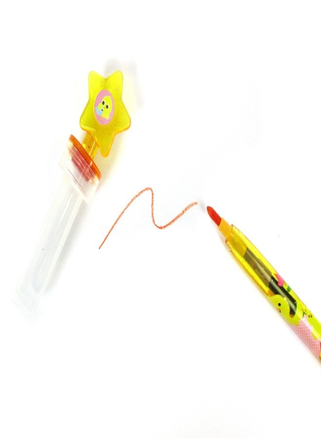 TINYMILLS 24 Pcs Easter 2 in 1 Stackable Stacking Crayon with Extra Stamper Topper, Easter Basket Filler Stuffer Easter Favors - Image 4