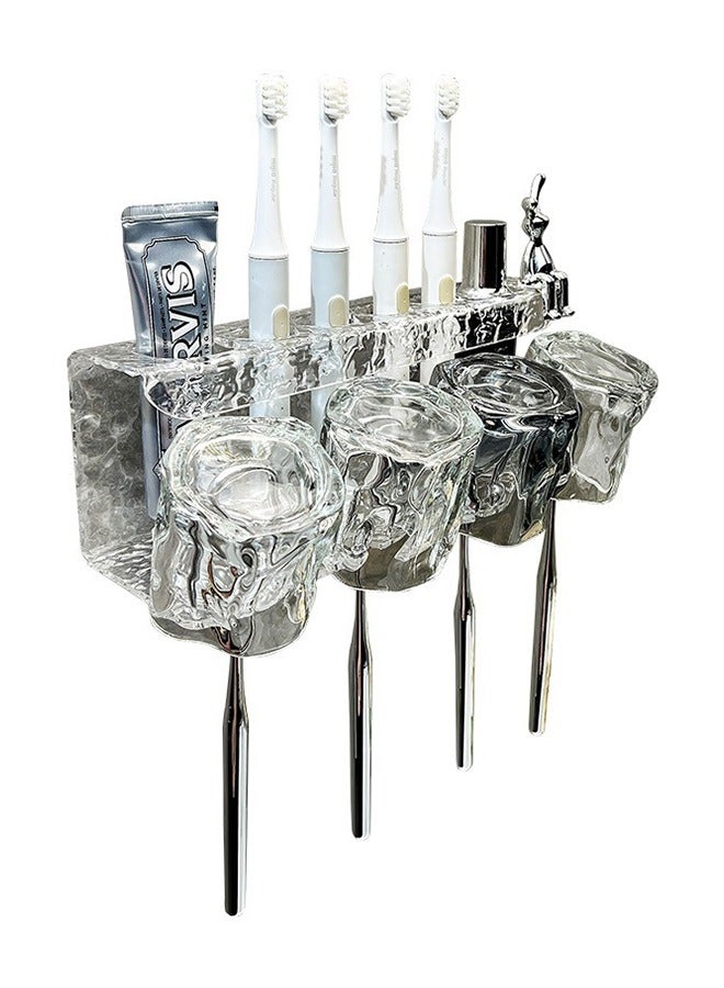 كيلا حامل فرشاة أسنان مثبت على الحائط متعدد الوظائف لحامل فرشاة أسنان للحمام، مع 4 أكواب - Image 2