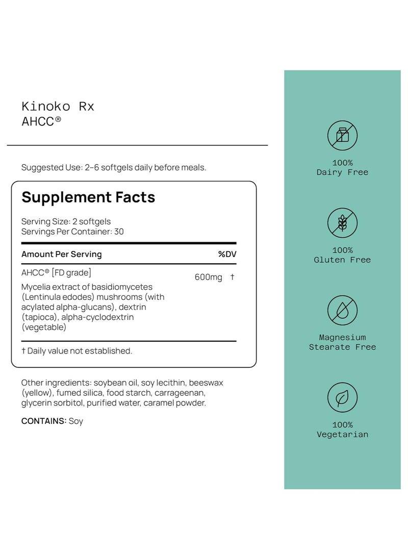 Quality of Life - Kinoko Rx AHCC 60 Softgels - Image 1