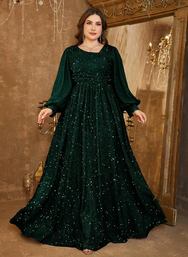 Unithorse Plus V-Neck Sequined Dress