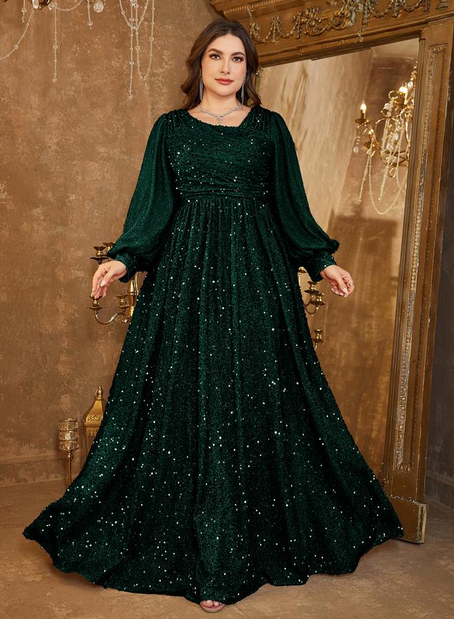 UNITHORSE Plus V-Neck Sequined Dress - Image 1