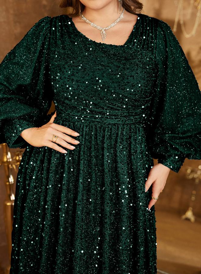 UNITHORSE Plus V-Neck Sequined Dress - Image 5