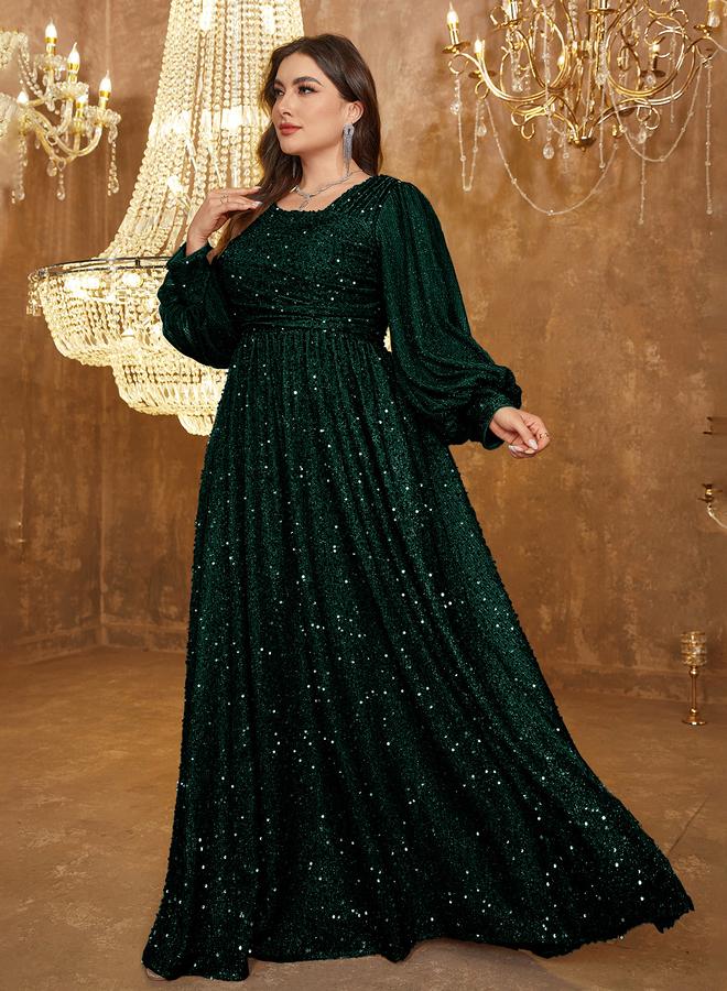 UNITHORSE Plus V-Neck Sequined Dress - Image 2