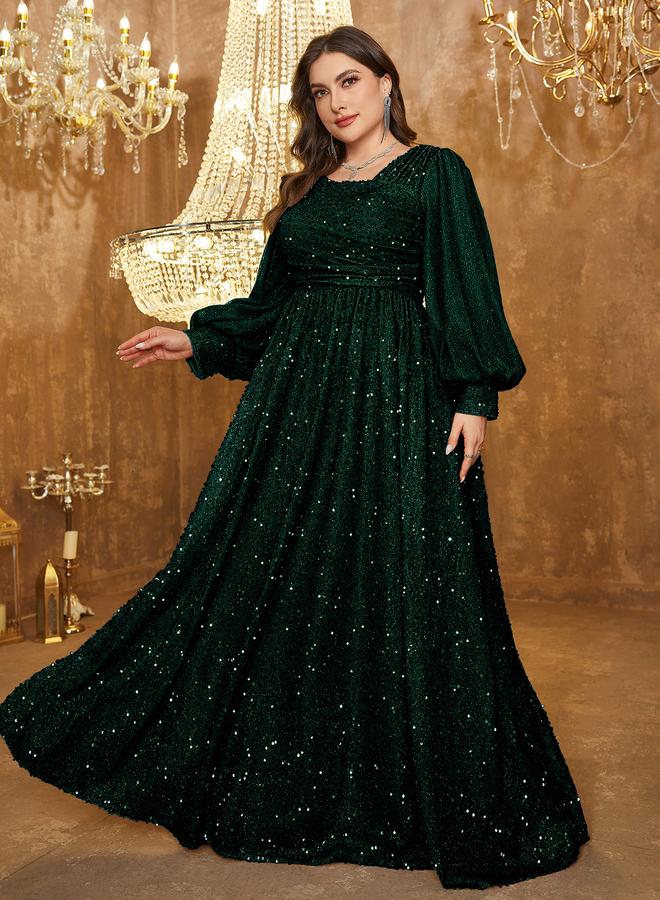UNITHORSE Plus V-Neck Sequined Dress - Image 3
