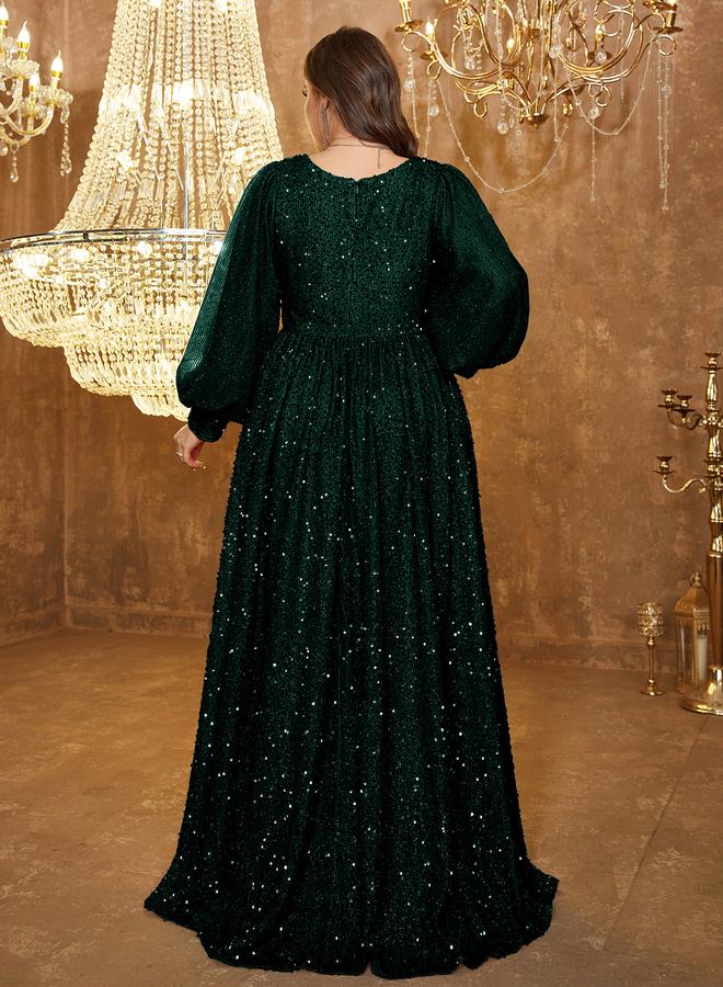 UNITHORSE Plus V-Neck Sequined Dress - Image 4