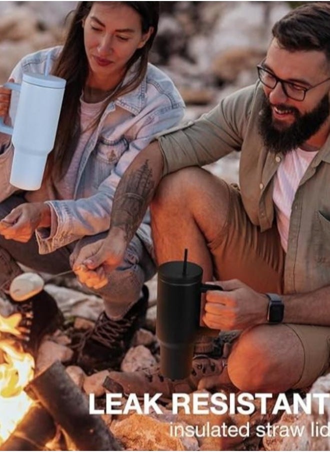 40 ozTumbler with Handle and Straw Lid Insulated Reusable Stainless Steel Water Bottle Travel Mug Cupholder Use Gifts for Women Men Him Her Trek Collection