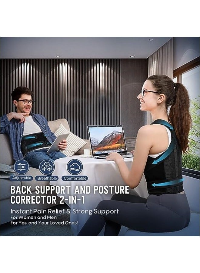 general Back Brace Posture Corrector for Women and Men, Back Support Belt for Women, Upper Back Brace for Posture, Back Straightener Posture Corrector, Upper and Lower Back Pain Relief, Sciatica Pain Relief - Image 2