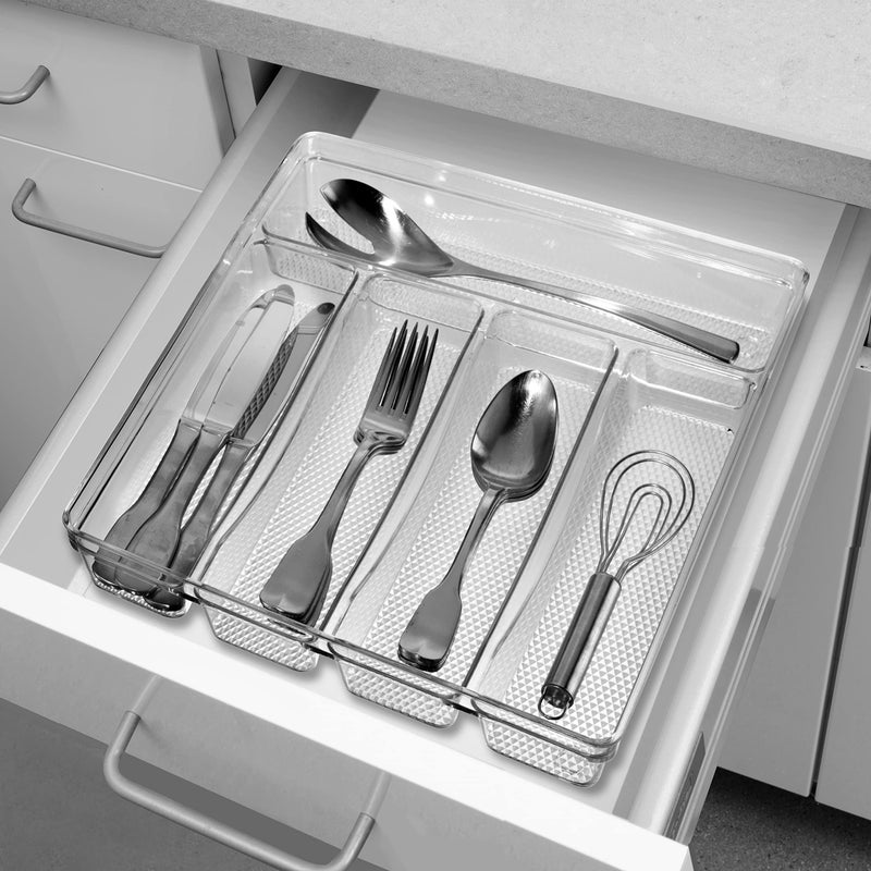 Oggi Silverware Organizer, 5-Compartment, Clear - Image 5