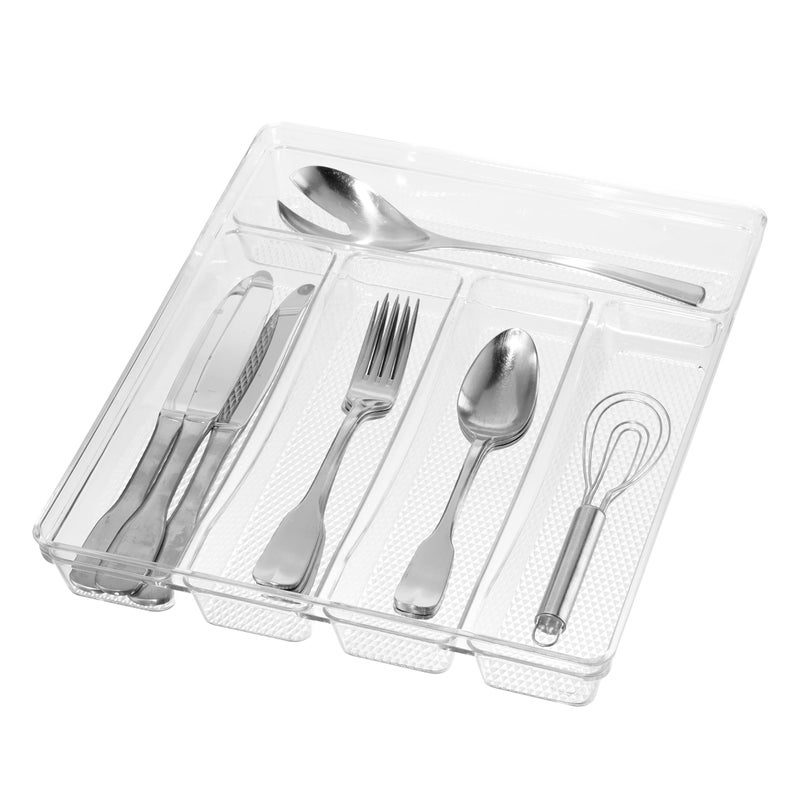 Oggi Silverware Organizer, 5-Compartment, Clear - Image 1