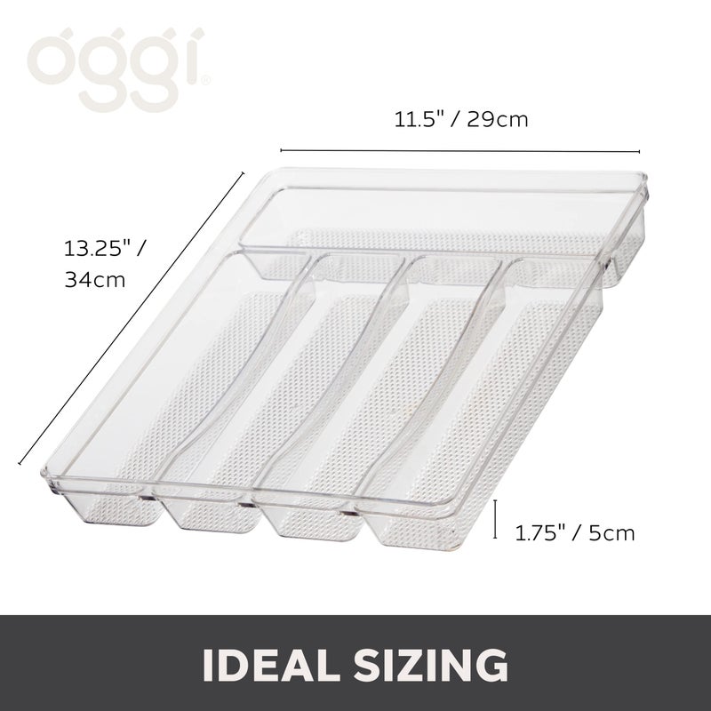 Oggi Silverware Organizer, 5-Compartment, Clear - Image 3