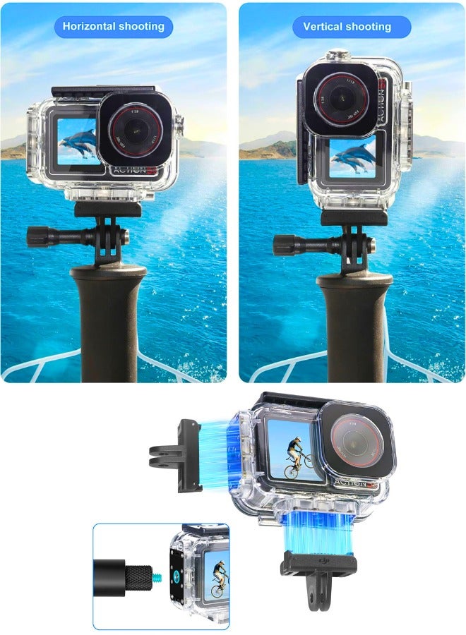 Chase Up 196FT/60M Underwater Waterproof Case with Magnetic Quick Release Interface Compatible with DJI Osmo Action 5 Pro Action 4 Action 3,Protective Cover Invisible Diving Action Shell Accessory Kit - Image 2
