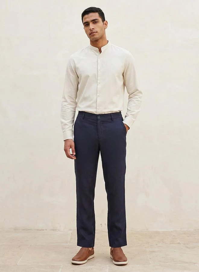 Splash FAV Smart Regular Fit Linen Blend Trousers