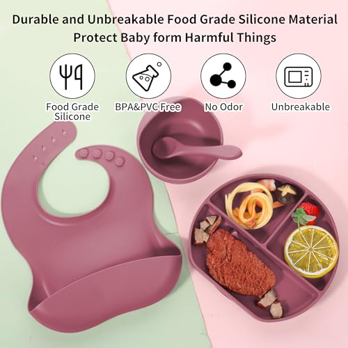 Tony Stark Baby Feeding Set, Silicone Tableware Kit for Baby, Bowl, Fork, Bib, Spoon, Cup & Suction Plates for Baby (Dark Blue) - Image 4