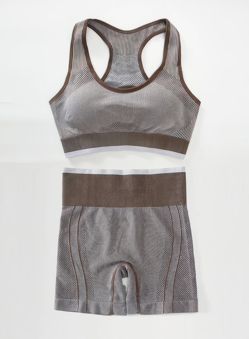 Brown Sportswear Set with Bra & Panties  - Image 2