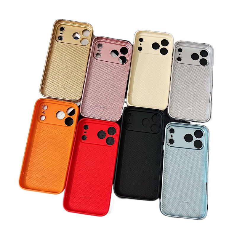 غطاء واقي بملمس باللون برتقالي جلد لـ iPhone 14 / 14 Plus / 14 Pro / 14 Pro Max مع لون سادة وملمس جلد مع مقاوم للصدمات مع نقش خشب مع حماية من السقوط سهل الحمل للتخزين العملي - Image 3