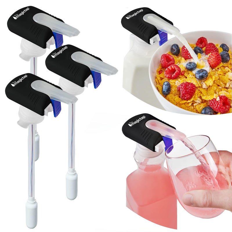 The Magic Tap Automatic Drink Dispenser - Hands-Free Beverage Dispenser for Fridge - Perfect for Milk, Juice - Gifts for Women & Men - 3 Pack, Black - Image 1