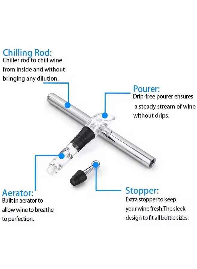 Wine Cooling Sticks  Stainless Steel Cooling Sticks  Wine Bottle Cooling Stick Wine Pourer Cooler Set  For Home Party Family Wine Accessory Gift For Wine Lovers ﻿  - Image 3