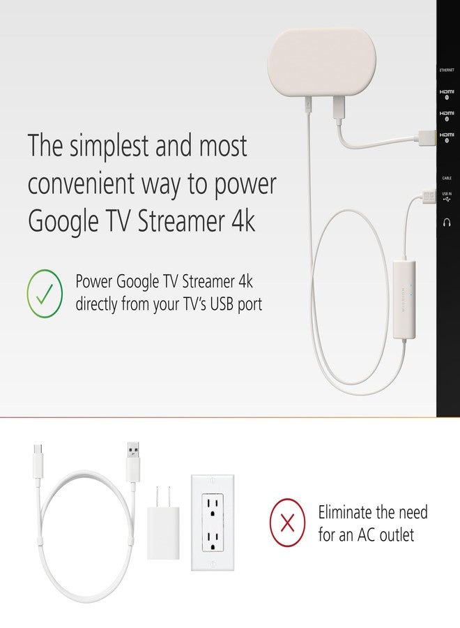 Mission Cables Mission USB Power Cable for Google TV (Power Google TV Directly from Your TV) (4K Streamer Version) - Image 3