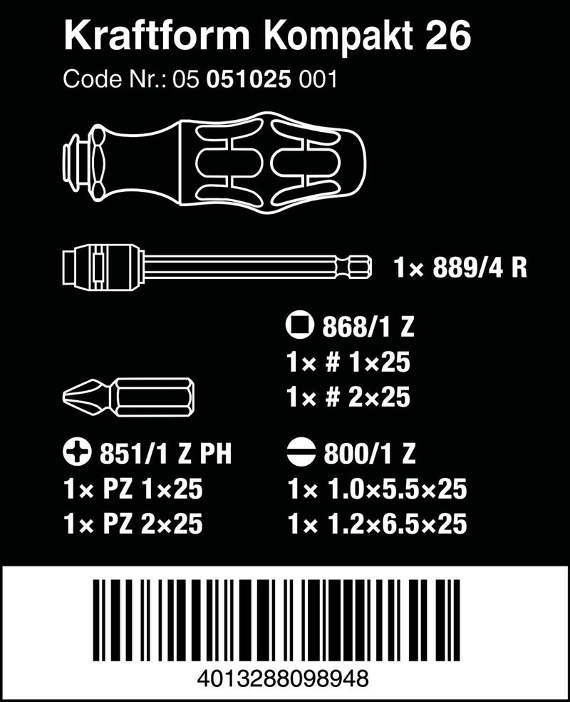 Wera - 5051025001 KK 26 7-In-1 Bitholding Screwdriver with Removable Bayonet Blade (SL/PH/SQ) Silver - Image 2