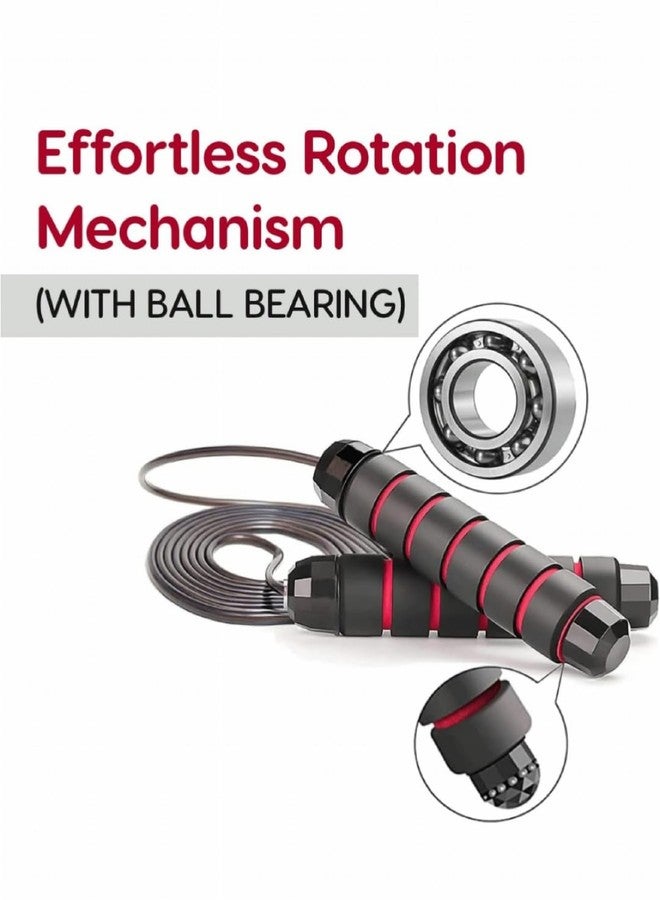 PureForce Skipping Rope, 2.7m, Foam Handles, Black and Red Striped Design, Tangle-Free - Image 4