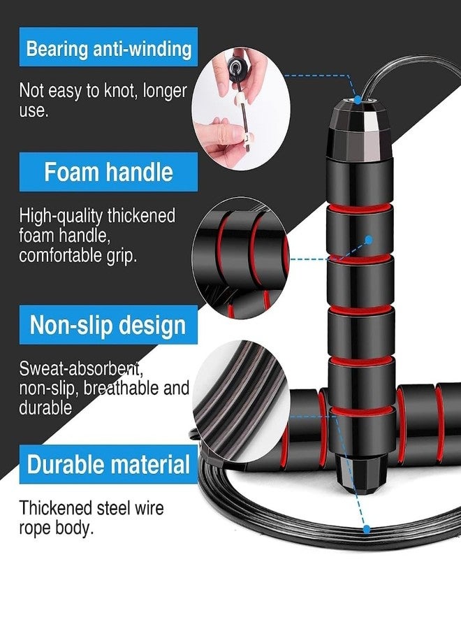PureForce Skipping Rope, 2.7m, Foam Handles, Black and Red Striped Design, Tangle-Free - Image 3