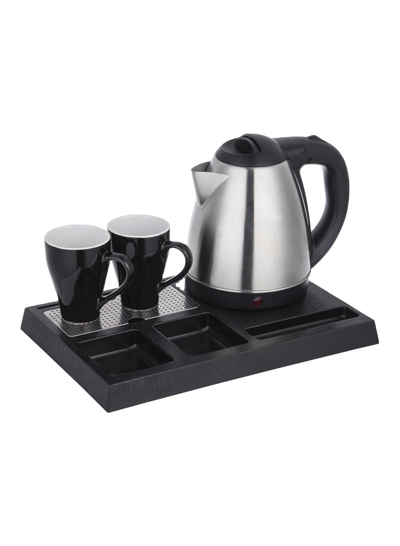 1.2L 1500W Stainless Steel Electric Water Kettle Set with 2 Cups for Tea and Coffee and Serving Tray | Water Kettle for Hotels, Offices & Homes | Hotel Water Kettle - Image 1