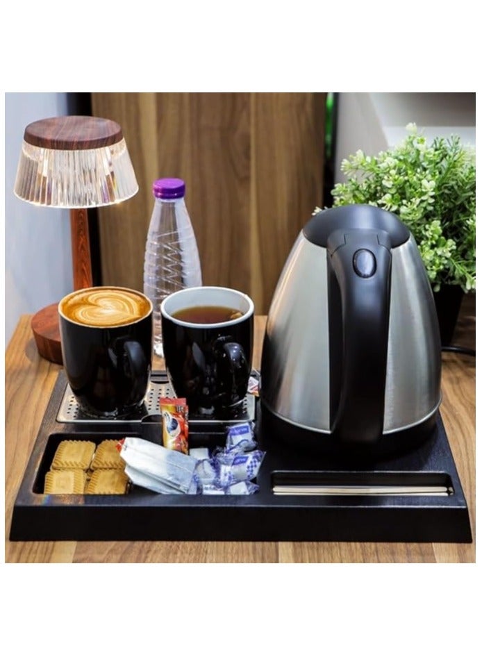 1.2L 1500W Stainless Steel Electric Water Kettle Set with 2 Cups for Tea and Coffee and Serving Tray | Water Kettle for Hotels, Offices & Homes | Hotel Water Kettle - Image 2