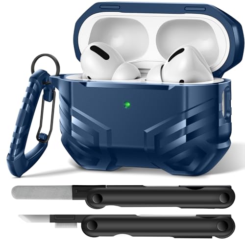 MOBOSI for AirPods Pro 2 Case with Lock Compatible with AirPod 2nd Gen Cover Fit for MagSafe Military Grade Hard Shell for iPods Pro2 with Cleaner Kit Keychain for Men2023 Bright Blue - Image 1