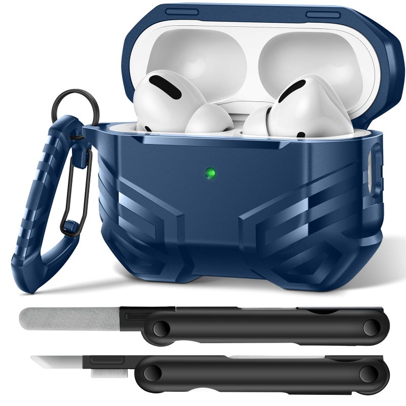 MOBOSI for AirPods Pro 2 Case with Lock Compatible with AirPod 2nd Gen Cover Fit for MagSafe Military Grade Hard Shell for iPods Pro2 with Cleaner Kit Keychain for Men2023 Bright Blue - Image 2