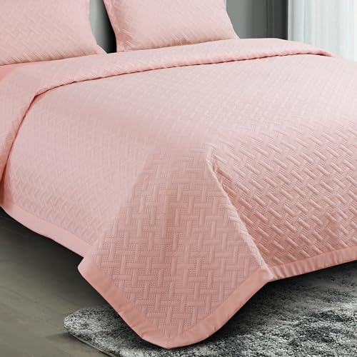 Nirwana Decor BedBliss Ultrasonic 280 TC All Season Supersoft King Size Bedding Set/bedcover/Rajaai Quilted Set with 2 Pillow Covers, 150 GSM (90x100 inches, Peach) - Image 3