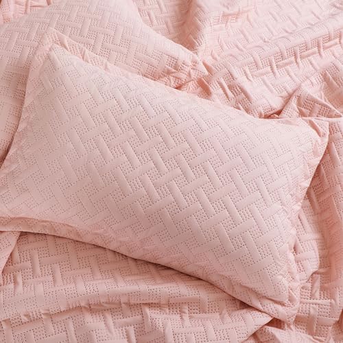 Nirwana Decor BedBliss Ultrasonic 280 TC All Season Supersoft King Size Bedding Set/bedcover/Rajaai Quilted Set with 2 Pillow Covers, 150 GSM (90x100 inches, Peach) - Image 2