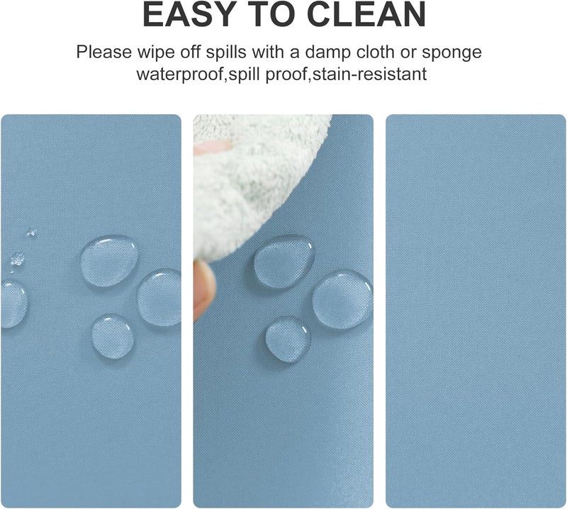 DWCN Haze Blue Tablecloth, Washable, Rectangular, 140 x 200 cm, 0utdoor Weatherproof Polyester Fabric, Waterproof Tablecloth, Oilcloth Tablecloth, Stain Protection for Dining Room, Garden, Party - Image 2