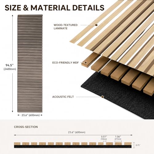 TRAIN2 ART 94.5 x 23.6 in Acoustic Wood Wall Panels,3D Flexible Soundproof Wall Panels,Wood Slat Wall Panel for Interior Wall Decor (White Oak) - Image 2