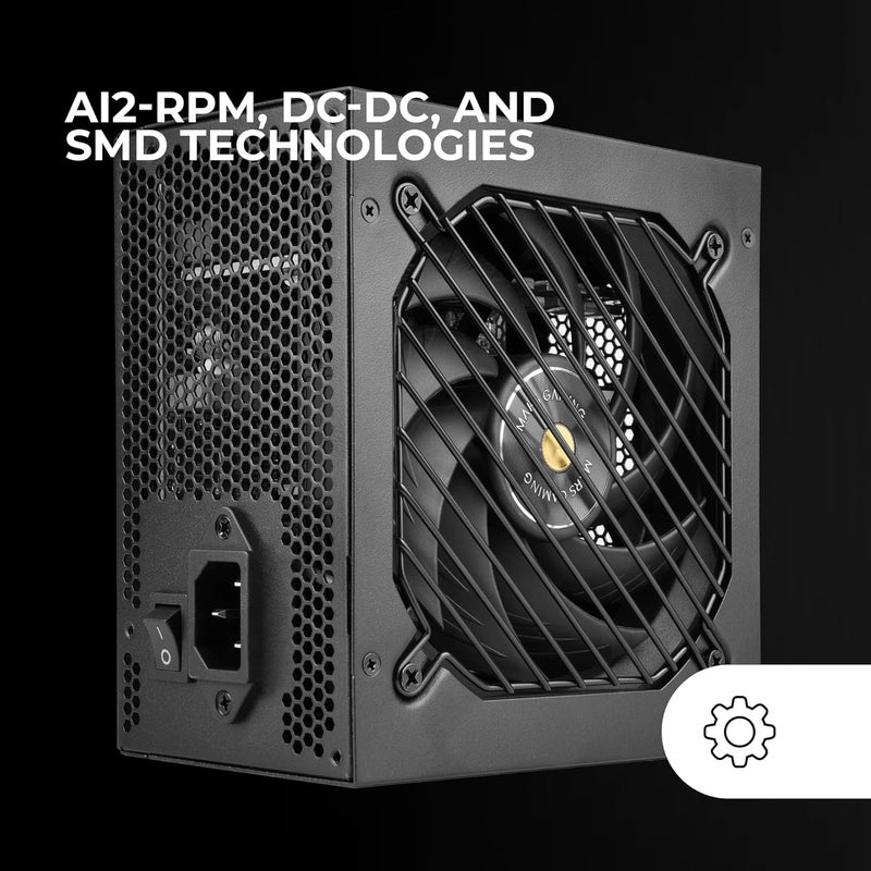 MARS GAMING MARSGAMING MPB750SI, ATX Power Supply for PC 750W, 7 Years Warranty, 80Plus Bronze 230V, 90% Efficiency, SI Extreme Silence Fan with Copper Core, AI2-RPM, DC-DC and SMD Technologies, Black - Image 3