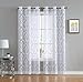 LinenZone Lisa Knitted Lace Curtain Medallion Design with Scalloped Bottom - Total Size 76 Inch Wide (38 Inch Each - Image 2