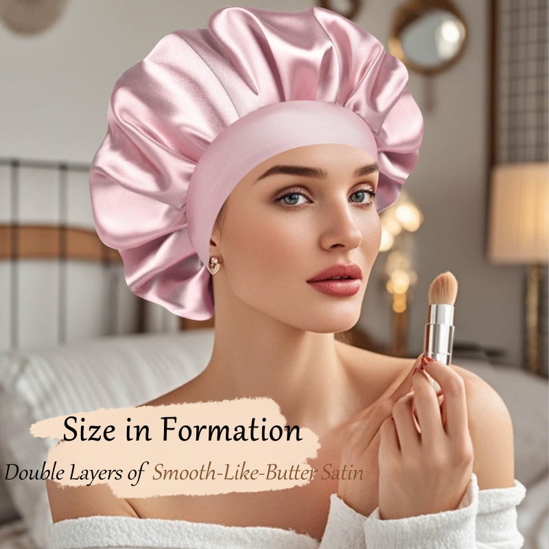 Doitory Satin Silk Bonnet for Sleeping, Soft Satin Lined Hair Bonnet for Women, Double Layer Sleep Nightcap for Natural & Curly Hair - Image 4