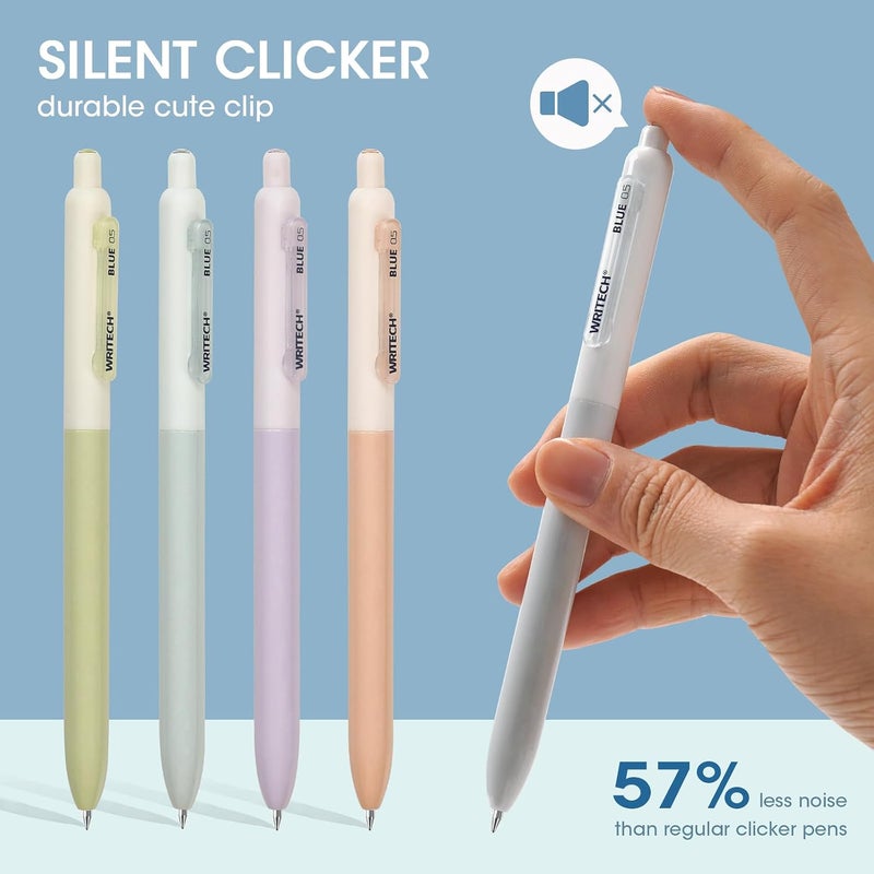 WRITECH Gel Pens Fine Point: Retractable 0.5mm Blue Ink Silent Click Extra Fine No Smear Smudge Smooth Writing Pen 8ct Bullet Tip Non Bleed for Journaling - Image 3
