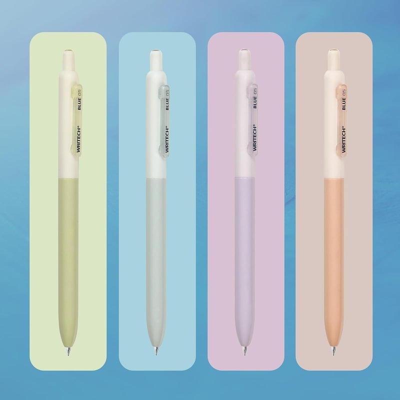 WRITECH Gel Pens Fine Point: Retractable 0.5mm Blue Ink Silent Click Extra Fine No Smear Smudge Smooth Writing Pen 8ct Bullet Tip Non Bleed for Journaling - Image 5