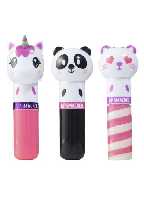 Lip Smacker Lip Smacker Lippy Pals, Set of 3 Flavored Moisturizing & Smoothing Soft Shine Lip Balm, Hydrating & Protecting Fun Tasty Flavors ,Cruelty-Free & Vegan - Unicorn, Panda and kitten 