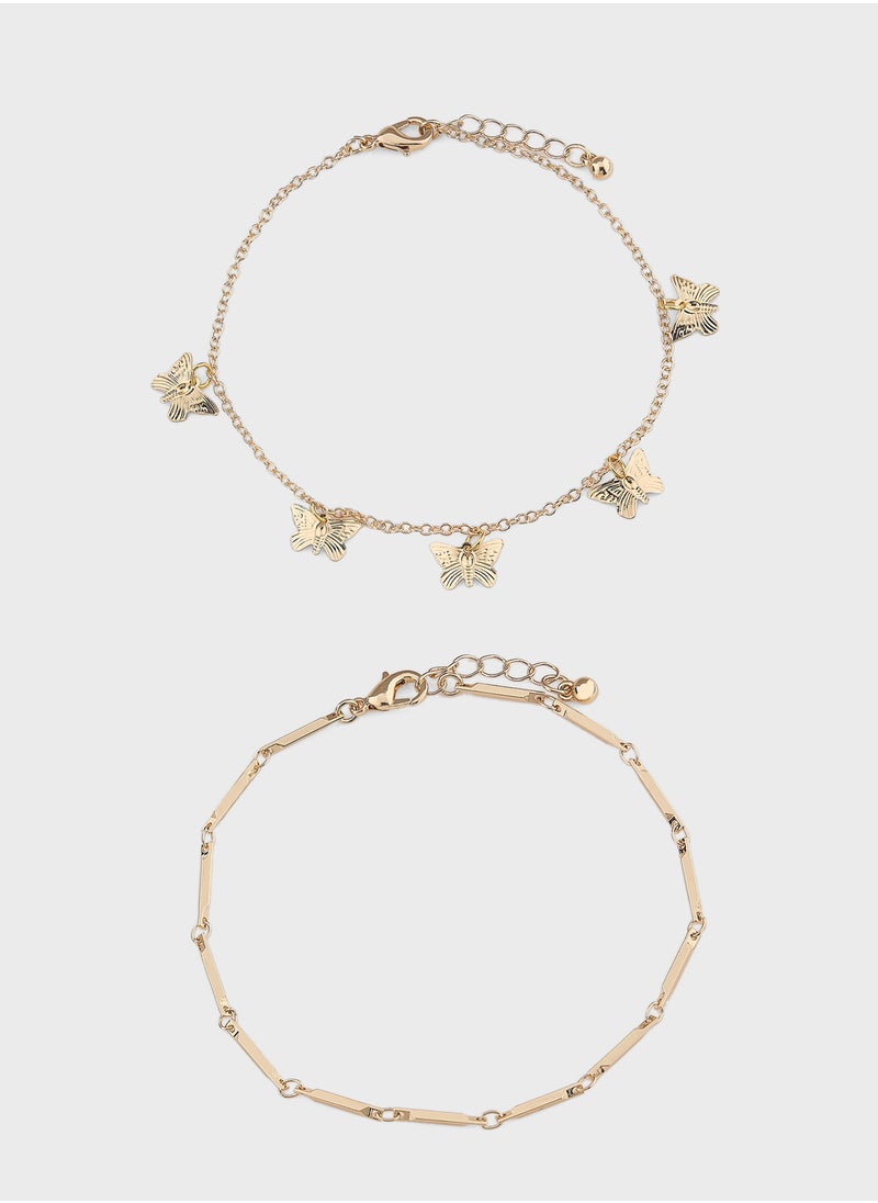 Ginger 2 Pack Butterfly Anklet  - Image 1