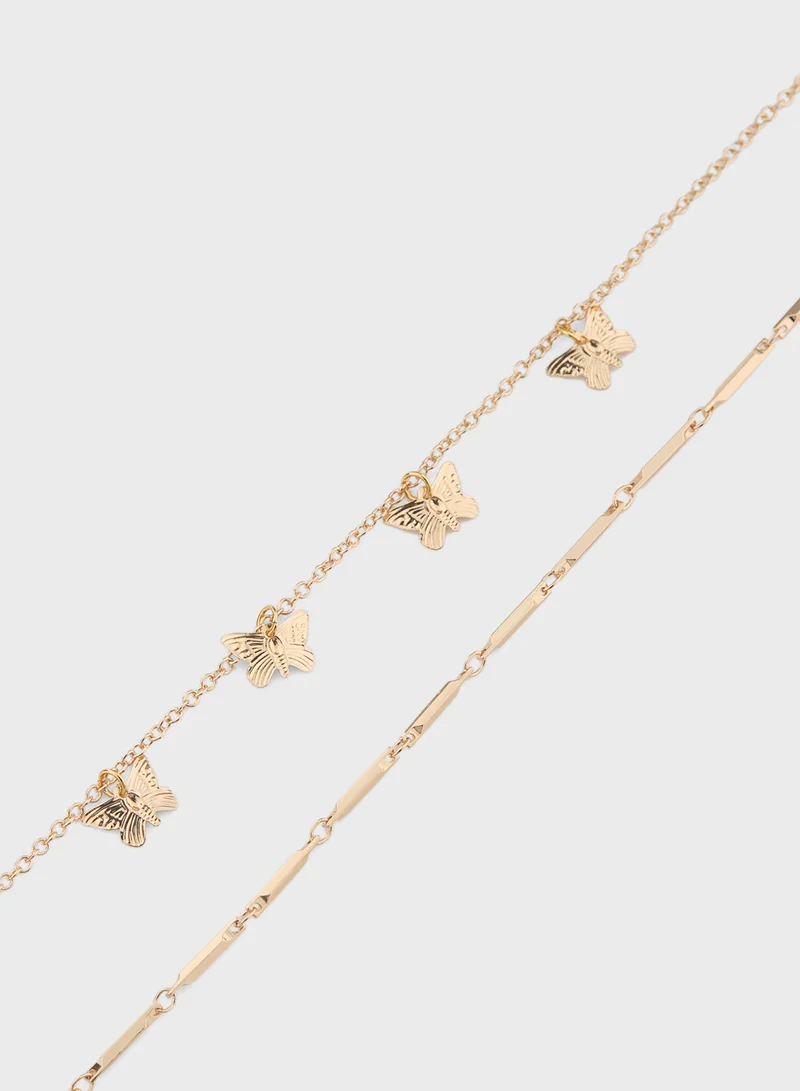 Ginger 2 Pack Butterfly Anklet
