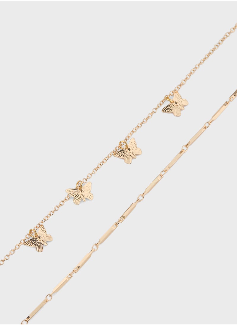 Ginger 2 Pack Butterfly Anklet  - Image 4