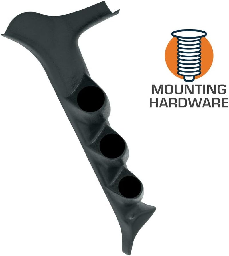 GLOWSHIFT Black Triple Pillar Gauge Pod Compatible with Ford F-Series F-250 F-350 Power Stroke 1992-1997 - ABS Plastic - Mounts (3) 2-1/16" (52mm) Gauges - Image 3