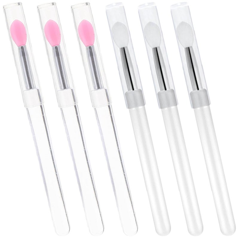 Beavorty 6pcs Portable Silicone Lip Brush Set with Lids Reusable Lidded Lipstick Applicators for Makeup Use Dustproof Cosmetic Tool for Precise Lip Gloss and Mask Application - Image 1